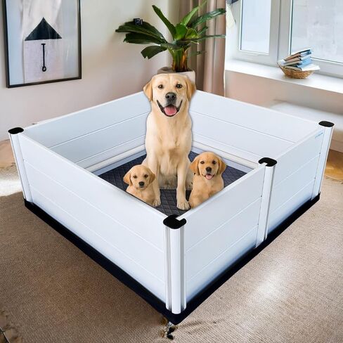 Whelping Box for Dogs & Puppies – Premium 48" Modular Design with Easy-Open Door, Pig Rails, Oxford Floor Liner & Washable Pee Pad – Indoor/Outdoor, Easy-Clean & Durable in Kuwait