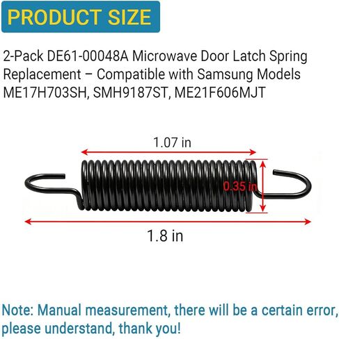 قطعتان من استبدال زنبرك مزلاج باب الميكروويف DE61-00048A - متوافق مع موديلات سامسونج ME17H703SH، SMH9187ST، ME21F606MJT in Kuwait