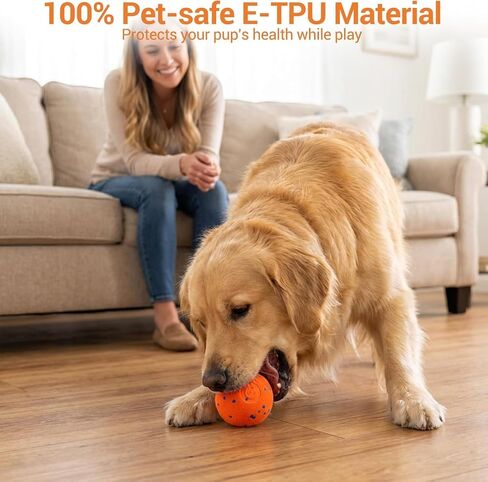 Smart Interactive Dog Toy, Pet Automatic Moving Bouncing Ball, Chew-Proof E-TPU Shell Active Rolling Ball for Medium and Large Dogs (Orange) in Kuwait