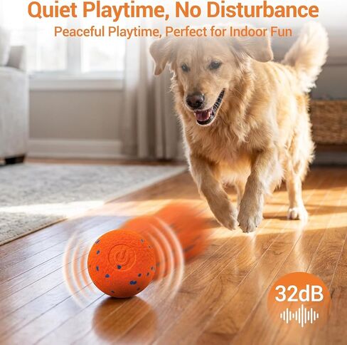 Smart Interactive Dog Toy, Pet Automatic Moving Bouncing Ball, Chew-Proof E-TPU Shell Active Rolling Ball for Medium and Large Dogs (Orange) in Kuwait