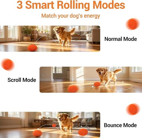 Smart Interactive Dog Toy, Pet Automatic Moving Bouncing Ball, Chew-Proof E-TPU Shell Active Rolling Ball for Medium and Large Dogs (Orange) in Kuwait