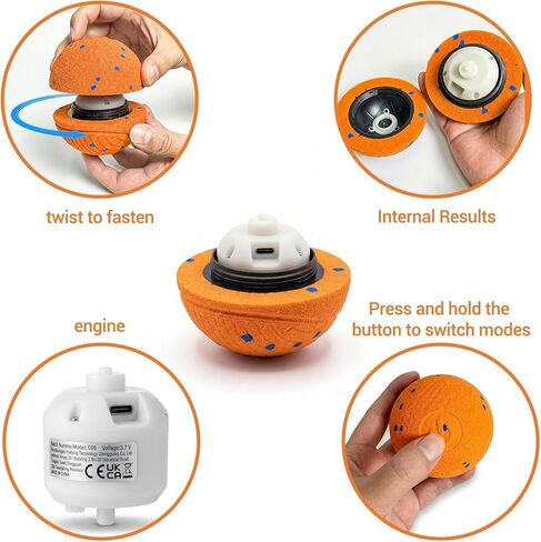 Smart Interactive Dog Toy, Pet Automatic Moving Bouncing Ball, Chew-Proof E-TPU Shell Active Rolling Ball for Medium and Large Dogs (Orange) in Kuwait