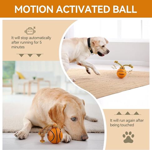 ALL FOR PAWS Interactive Dog Ball Toys, Moving Dog Ball Toy for Boredom, Puppy Enrichment Toy for Mental Stimulation Motion Activated Spinning Balls for Small Medium Large Dogs, USB Rechargeable in Kuwait