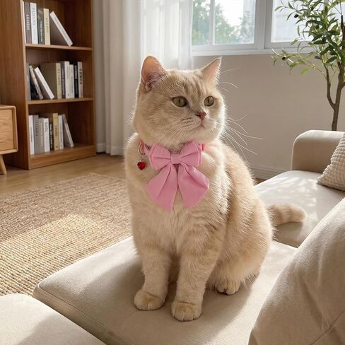 2 Pcs Cat Collar with Bow, Adjustable Breakaway Safety Collar with Bells & Bowtie, Soft Polyester for Small Cats 9.1-12.2 Inch, Pink & Rose in Kuwait