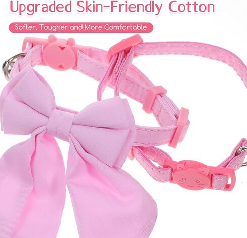 2 Pcs Cat Collar with Bow, Adjustable Breakaway Safety Collar with Bells & Bowtie, Soft Polyester for Small Cats 9.1-12.2 Inch, Pink & Rose in Kuwait