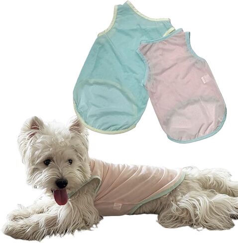2Pcs Cooling Shirts for Small Dogs, Sleeveless Dog Vest, Lightweight Breathable Dog Summer Tank Top Sun Protection Shirts for Dogs Cats Pet Apparel (Pink Yellow, Medium Size for 5.0-8.5lb Pets) in Saudi Arabia