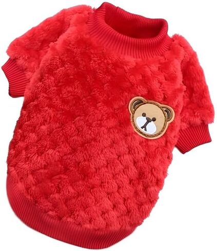 Small Dog Sweater Coat Puppy Winter Warm Fleece Pullover Jacket for Dogs Boy Girl Super Soft Pet Clothes Apparel Chihuahua Jumper Cat Outwear for Cold Weather (L Red) in Kuwait