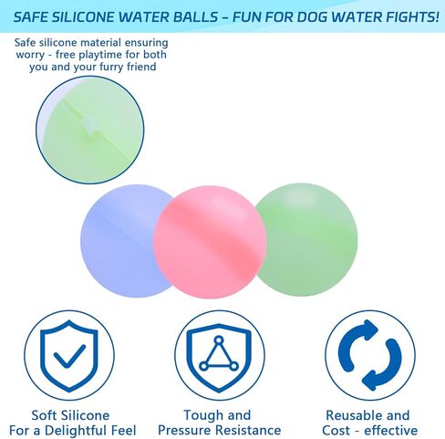 6Pcs Reusable Silicone Balls, Soft Silicone Balls for Dog Swimming Pools, Accompany Pets for Outdoor Sports, Separable Water Bullets in Kuwait