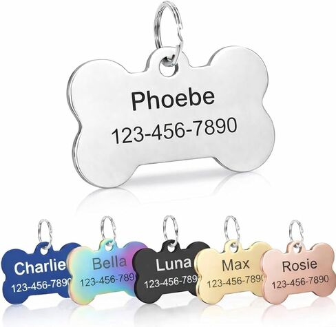 Custom Stainless Steel Dog Tag – Laser Engraved Pet ID Tag, Shiny Polished Metal, Lightweight & Affordable, Personalized for Dogs & Pets (Medium, Silver) in Kuwait