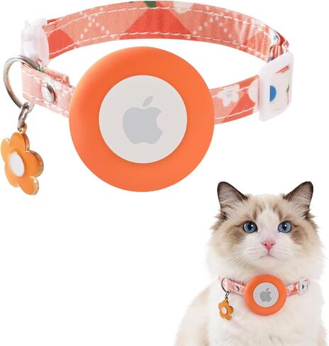 Airtag Cat Collar, Breakaway Cat Collar with Air tag Holder for Apple AirTag GPS Tracker, Lightweight Kitten Collar with Bell, Pet Collar Accessories for Kitty (Pink Heart) in Kuwait