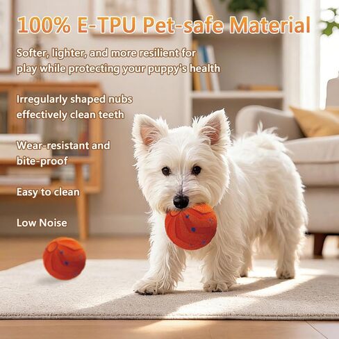 كرات ألعاب تفاعلية ذكية للكلاب، Pelota Interactiva para Perros. حركة أوتوماتيكية، ارتداد، مادة E-TPU، تصنيف IPX7 لمقاومة الماء، كرة نطاطة للحيوانات الأليفة للكلاب المتوسطة والكبيرة - برتقالية in Kuwait
