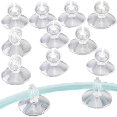 10Pcs Aquarium Suction Cup Clips Set, Fish Tank Air Line Holder, Clear Plastic for Glass Fish Supples in Kuwait