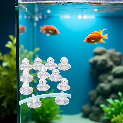 10Pcs Aquarium Suction Cup Clips Set, Fish Tank Air Line Holder, Clear Plastic for Glass Fish Supples in Kuwait