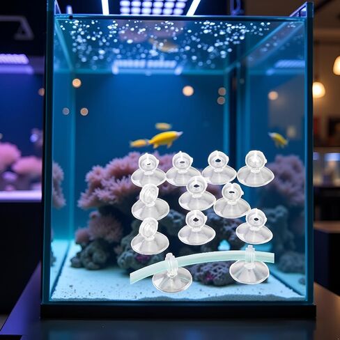 10Pcs Aquarium Suction Cup Clips Set, Fish Tank Air Line Holder, Clear Plastic for Glass Fish Supples in Kuwait