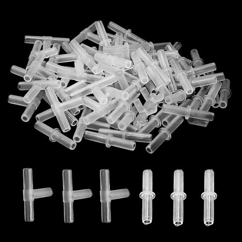 100PCS Aquarium Air Line Connectors, Plastic Valve Fittings, Inline T Joints for Fish Tank Pump Tubing in Kuwait