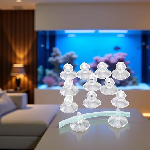 10Pcs Aquarium Suction Cup Clips Set, Fish Tank Air Line Holder, Clear Plastic for Glass Fish Supples in Kuwait