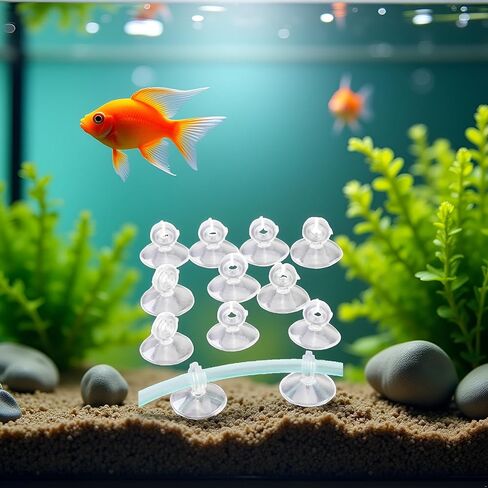 10Pcs Aquarium Suction Cup Clips Set, Fish Tank Air Line Holder, Clear Plastic for Glass Fish Supples in Kuwait