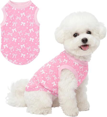 Dog Shirts for Small Dog Cute Dog T-Shirt Pink Soft Girl Doggie Sleeveless Shirt Puppy Clothes Cats Chihuahua Breathable Spring Summer Female Pet Outfits S in Kuwait