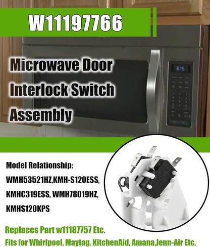 W11197766 استبدال مجموعة مفاتيح قفل باب الميكروويف لدوامة، Maytag، KitchenAid، Amana، Jenn-Air إلخ، يستبدل الجزء W11187757 إلخ in Kuwait