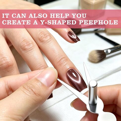 2pcs Ring Cat Eyes Magnet for Nails, Cateye Magnet for Nails, Y-Shaped & Hollow Ring Nail Magnet for Halo, French, Magnetic Nail Art Tool for Home DIY, Beginners & Nail Artists in Kuwait