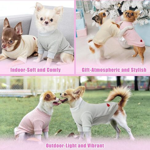 2-Pack Dog Shirts, Soft Cozy Short Sleeve Dog Tshirts for Small Medium Dogs Girls Boys, Embroidered Heart Waffle Short Dog Clothes, Ideal for Daily Wear Dog T Shirt, Medium, Pink & Yellow in Saudi Arabia