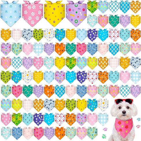 Sanwuta 180 Pcs Dog Bandanas Bulk Retro Bandanas for Dogs Adjustable Washable Pet Triangle Scarf Kerchief Bibs for Pet Costume Accessories Decorations in Kuwait