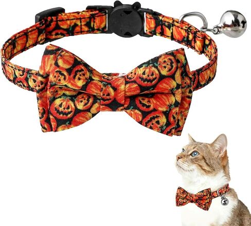 Cat Collar Breakaway, Collar Adjustable Breakaway Cat Bowtie Collor – 7.8-10.2" Cute Elastic Strap for Kittens Cats and Small Puppies(Skull) in Kuwait