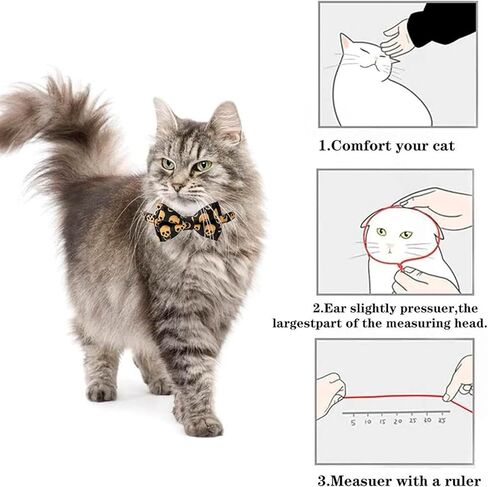 Cat Collar Breakaway, Collar Adjustable Breakaway Cat Bowtie Collor – 7.8-10.2" Cute Elastic Strap for Kittens Cats and Small Puppies(Skull) in Kuwait