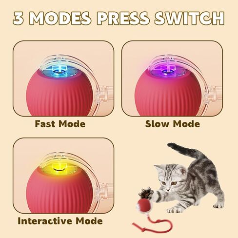 Interactive Rolling Cat Ball - 360°Automatic Chew Toy for Active Cats, Rolling Small Dog Cat Toys,Smart Automatic Fast Rolling Pet Ball - cat Toys (Blue) in Kuwait