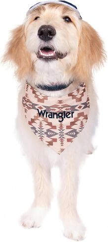 Wrangler Pattern Pet Bandana – Soft Poplin Dog Bandana with Iconic Logo - Dog Bandanas for Small to Large Breeds (Navy, M-L) in Saudi Arabia
