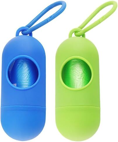 2pcs Portable Dog Poop Bags Dispenser - Dog Waste Pick Up Organizer for Walking, Black&Pink in Kuwait