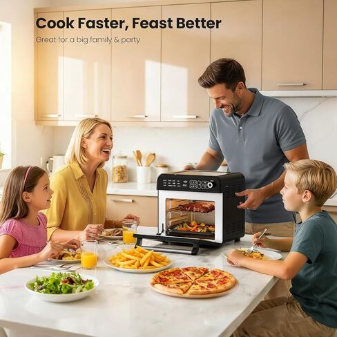 Kismile 18QT Air Fryer Toaster Oven Combo, 12-in-1 Countertop Convection Airfryer Oven, 70–450℉, Bake, Roast, Reheat & Broil, Fits 8–10″ Pizza, Includes Full Accessories, Stainless Steel (Black) in Kuwait