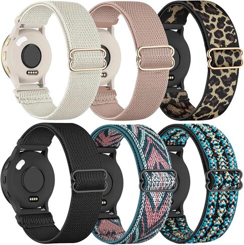 6 Pack Stretchy Nylon Watch Bands Compatible with Garmin Venu 2S/Venu 3S/Vivoactive 4S/Vivomove 3S, 18mm Loop Elastic Straps for Garmin Forerunner 255S/Forerunner 265S Women Men in Saudi Arabia