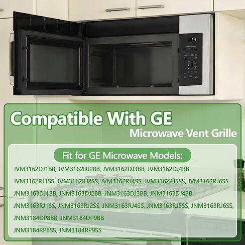 WB34X25406 Microwave Vent Grille, Compatible with GE JNM3163DJ1BB JNM3163RJ1SS JNM3184DP8BB JVM3162RJ1SS, Top Front Ventilation Cover Replaces 4465386 AP6040821 PS11774030 EAP11774030 in Kuwait