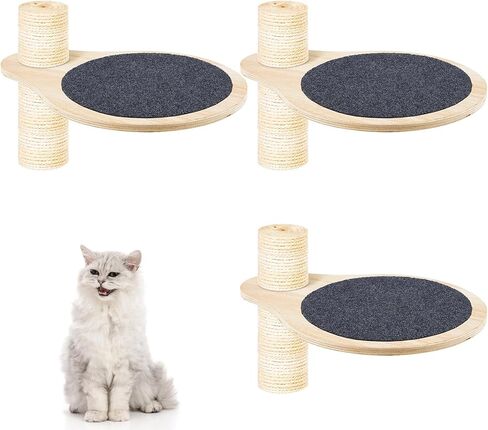 Dansydaisy 3 Pack 17.32" x 13.78" Cat Tree Attachments Accessories Tower Replacement Platform Soft Felt Blanket Wooden Perch Step Handwoven Hemp Rope Scratch for Floor to Ceiling DIY Indoor Cats Tower in Kuwait