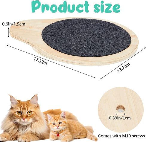 Dansydaisy 3 Pack 17.32" x 13.78" Cat Tree Attachments Accessories Tower Replacement Platform Soft Felt Blanket Wooden Perch Step Handwoven Hemp Rope Scratch for Floor to Ceiling DIY Indoor Cats Tower in Kuwait