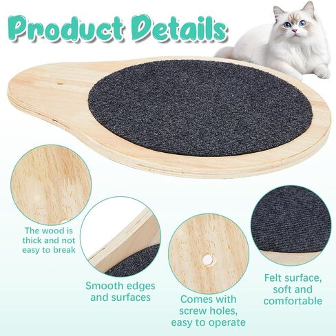 Dansydaisy 3 Pack 17.32" x 13.78" Cat Tree Attachments Accessories Tower Replacement Platform Soft Felt Blanket Wooden Perch Step Handwoven Hemp Rope Scratch for Floor to Ceiling DIY Indoor Cats Tower in Kuwait