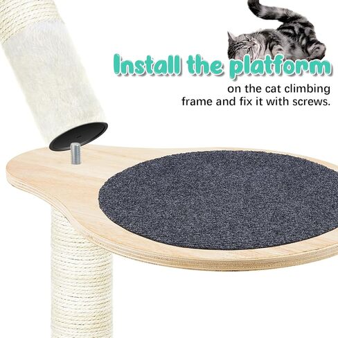 Dansydaisy 3 Pack 17.32" x 13.78" Cat Tree Attachments Accessories Tower Replacement Platform Soft Felt Blanket Wooden Perch Step Handwoven Hemp Rope Scratch for Floor to Ceiling DIY Indoor Cats Tower in Kuwait
