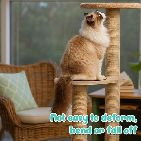 Dansydaisy 3 Pack 17.32" x 13.78" Cat Tree Attachments Accessories Tower Replacement Platform Soft Felt Blanket Wooden Perch Step Handwoven Hemp Rope Scratch for Floor to Ceiling DIY Indoor Cats Tower in Kuwait