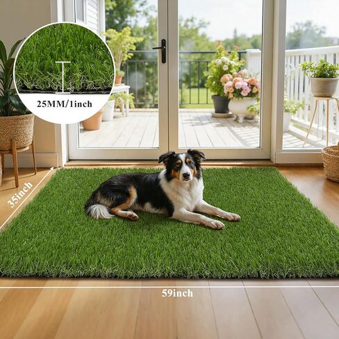HEBE Fake Grass Pee Pad for Dogs 3'x5', Artificial Grass Turf for Indoor Outdoor Potty Training, Washable Dog Potty Grass Mat with Drainage Holes, Reusable Non-Slip Pet Potty Pad in Kuwait