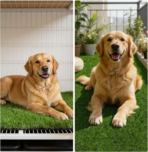 HEBE Fake Grass Pee Pad for Dogs 3'x5', Artificial Grass Turf for Indoor Outdoor Potty Training, Washable Dog Potty Grass Mat with Drainage Holes, Reusable Non-Slip Pet Potty Pad in Kuwait