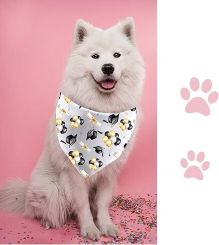 JXGZSO 1 Piece Graduation Announcement Dog Bandana Graduation Themed Tie On Scarf Grad Party Gift (Graduation Dog) in Kuwait