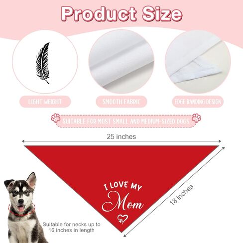 I Love My Mom Dog Bandana Dog Birthday Pet Triangle Scarf Accessories Gender Reveal Baby Announcement Photo Props for Small Medium Large Dogs Cats in Kuwait