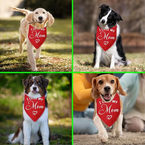 I Love My Mom Dog Bandana Dog Birthday Pet Triangle Scarf Accessories Gender Reveal Baby Announcement Photo Props for Small Medium Large Dogs Cats in Kuwait