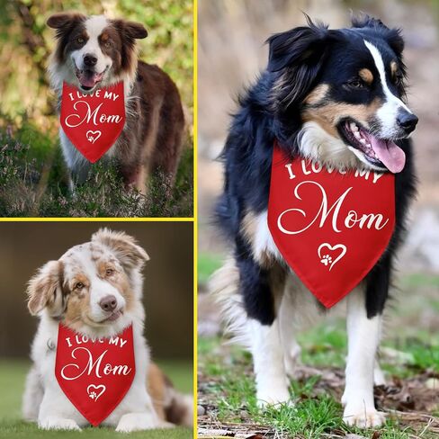 I Love My Mom Dog Bandana Dog Birthday Pet Triangle Scarf Accessories Gender Reveal Baby Announcement Photo Props for Small Medium Large Dogs Cats in Kuwait