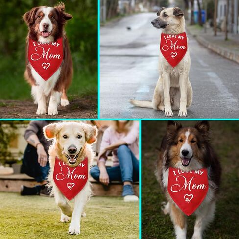 I Love My Mom Dog Bandana Dog Birthday Pet Triangle Scarf Accessories Gender Reveal Baby Announcement Photo Props for Small Medium Large Dogs Cats in Kuwait