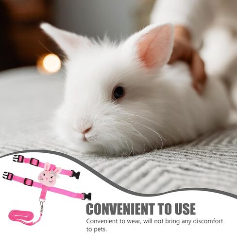 Rabbit Harness Leash Set for Small Pets, Wear-Resistant Outdoor Bunny Vest Harness with Escape Prevention, Adjustable Ferret and Dwarf Rabbit Traction Leash, Size S, 2pcs Set in Kuwait