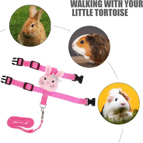 Rabbit Harness Leash Set for Small Pets, Wear-Resistant Outdoor Bunny Vest Harness with Escape Prevention, Adjustable Ferret and Dwarf Rabbit Traction Leash, Size S, 2pcs Set in Kuwait