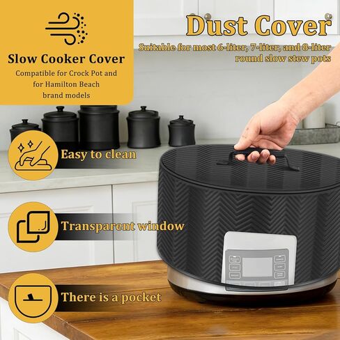 Slow Cooker Cover with Aluminum Foil Lining for & 6, 7, 8 Quart Oval Slow Cookers Small Appliance Covers, Dust Cover with Clear Window in Kuwait