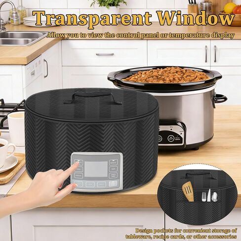 Slow Cooker Cover with Aluminum Foil Lining for & 6, 7, 8 Quart Oval Slow Cookers Small Appliance Covers, Dust Cover with Clear Window in Kuwait